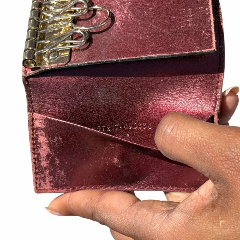 Gucci Guccissima Lovely Hearts Key Holder Metallic Burgundy 6 Hook Wallet - Picture 11 of 12